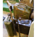 Two vintage jerry cans with similar Bp petrol and pump (4)