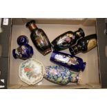 A collection of Oriental ceramic items to include vases and a modern Satsuma pin dish (1 tray).