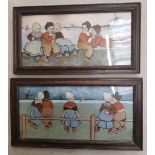 Two framed Mid Century Ethel Parkinson Dutch themed Prints- 33 x 17.5cm