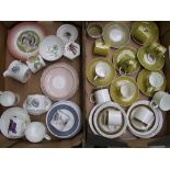 A collection of Susie Cooper / Wedgwood to include flower motif cup and saucers, everglade trio's,