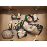 A collection of Royal Doulton Character jugs, Toby jugs & Dickens figures to include Large Churchill