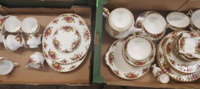 A large collection of Royal Albert Old Country Rose Patterned items to include Tea Set, dinner