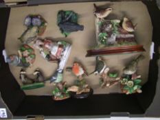 A collection of resin birds to include Border Fine Arts, wren and chicks, Country Artist, SBL etc (