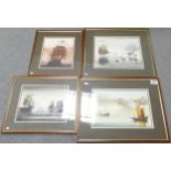 Series of Four Nautical themed watercolours, indistinct signature, largest frame size 38 x 48cm (4)