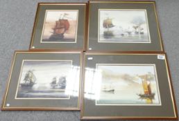 Series of Four Nautical themed watercolours, indistinct signature, largest frame size 38 x 48cm (4)