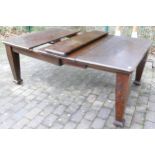 Large 1920's Oak Wind out table with three additional leaves, width 120cm, length approx 2m when