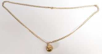9ct gold necklace and 9ct round pendant, 10.1g.