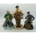 Royal Doulton figures Helmsman HN2499, Lobsterman HN2317 and Good Catch HN2258. All seconds (3)