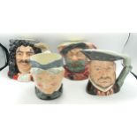 Royal Doulton Large Character Jugs Henry VIII, Captain Hook D6945, Granny D5521 & Falstaff(4)