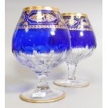 De Lamerie Gold Embellished Cobalt Blue Crystal Brandy Glass in individual bags & boxed