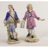 Continental Samson figures in the style of meissen, height 14cm(2)