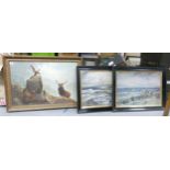 Two Large Framed E Moeller seascapes together with larger still life study, largest 68 x94cm(3)