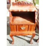 South African Hard Wood Carved Bedside Cabinet on ball & Claw Feet, with glass topped drawer