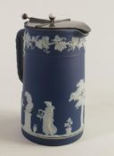 Early 20th Century Wedgwood Dip Blue Large Jug with pewter fittings height 19cm