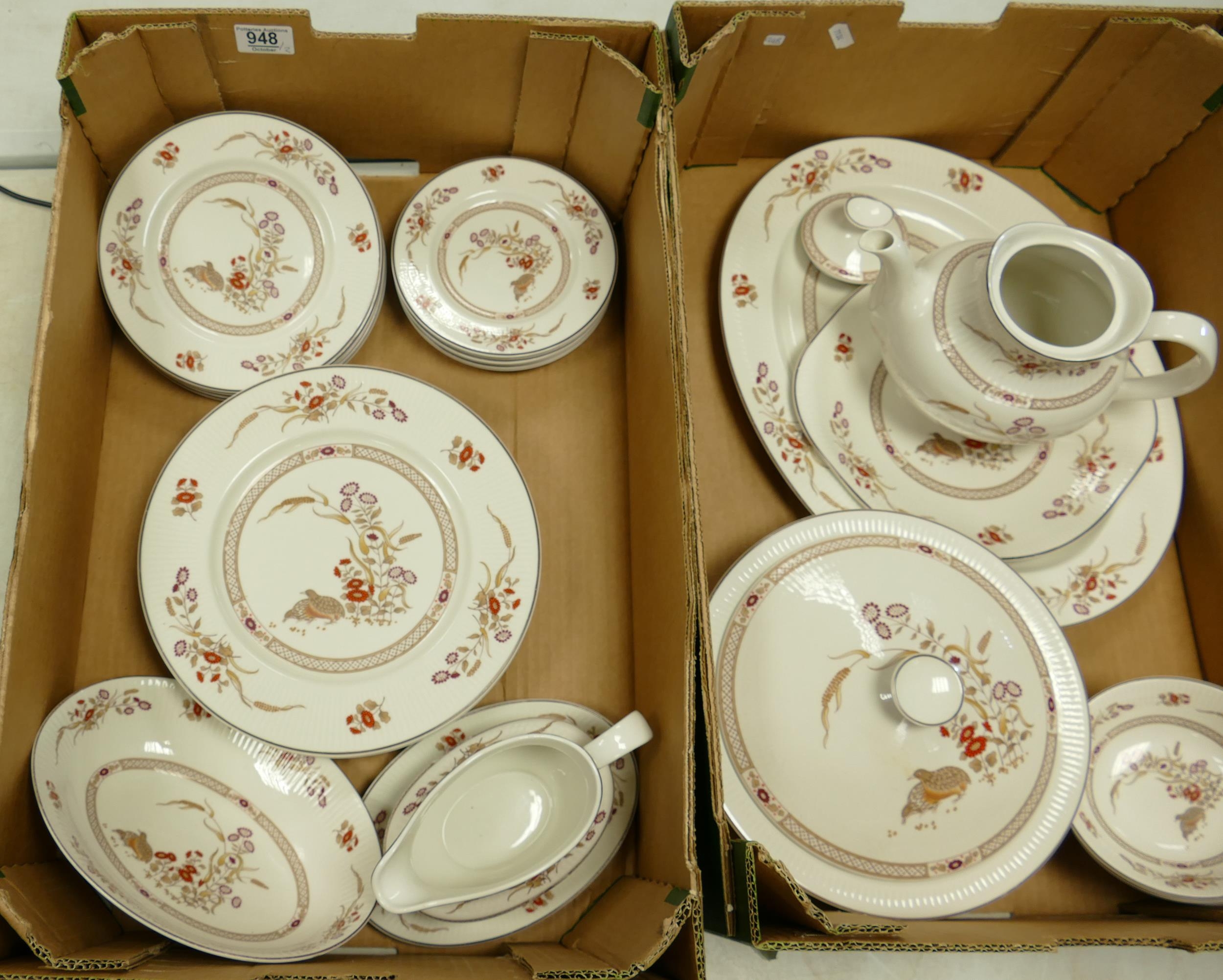 A collection of Royal Doulton Russet Glen patterned Tea & dinnerware to include plates, cake serving