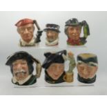 Royal Doulton small size character jugs Granny D6384, Tam O Shanter D6636, Sancho Panca D6461, The