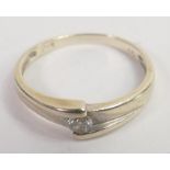 9ct white gold diamond solitaire ring, size O, 1.9g.