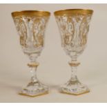 De Lamerie Fine crystal heavily gilded wine glasses, specially made high end quality item, height