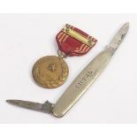 USA Army medal For Good Conduct and Intal penknife. (2)