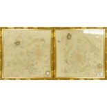 Tw Framed Oriental Silk Panels, 46 x 46cm(2)