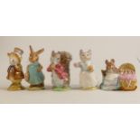 Beswick Beatrix Potter BP2 Figures Timmy Tiptoes, Tabatha Twitchit, Hunca Munca, Amiable Guinea