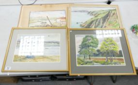 Four Framed Landscapes including G Downs Watercolour, largest 42 x50cm(4)