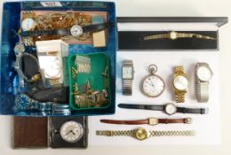 A collection of vintage ladies and gentlemans wristwatches, pocket watch,lighters, cufflinks etc