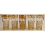 De Lamerie Fine crystal heavily gilded non matching glass tumblers, specially made high end