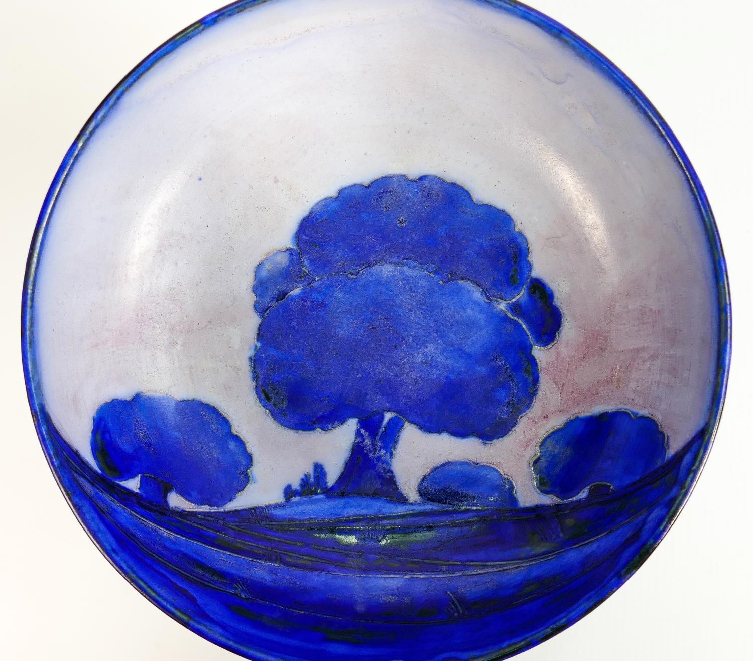 Signed William Moorcroft footed bowl decorated in the Dawn Landscape design: Height 15cm x - Image 4 of 4