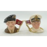 Royal Doulton Small Character Jugs Viscount Montgomery of Alamein D6850 & Earl Mountbatten of