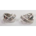 Pair of 9ct white gold ornate earrings', 2.3g. (2)