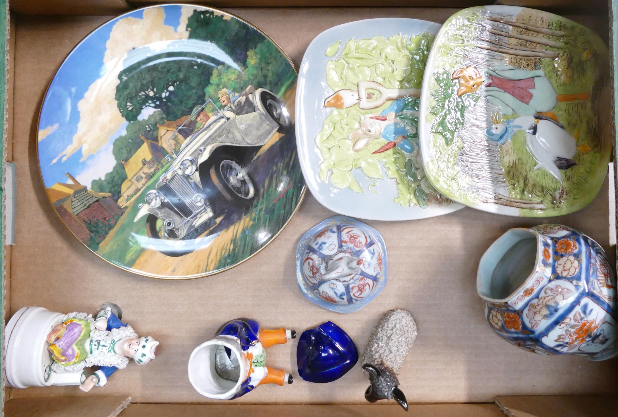 A mixed collection of items to include Beswick Beatrix Potter Embossed wall plates, Staffordshire