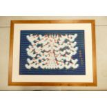 Large Modern Hand Painted Framed Picture of a brood of chickens, frame size 77.5cm x 102cm