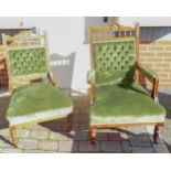 Pair of Edwardian Upholstered His & Hers Library Chairs(2)