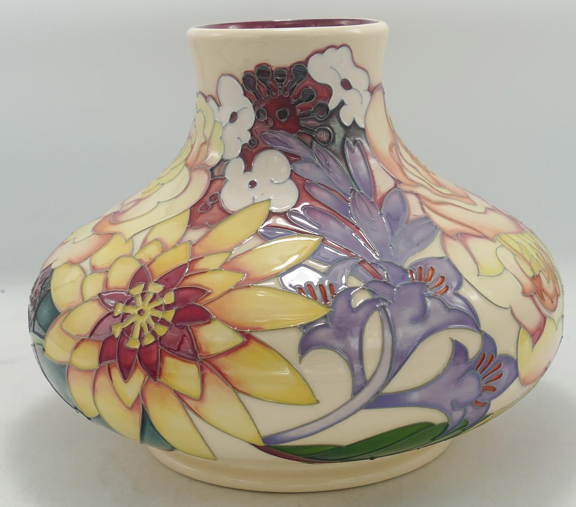 Large Squat Moorcroft Colorado Tube lined Vase, Emma Bossons limited edition, boxed height 16cm