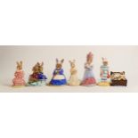 Royal Doulton Bunnykins figures to include Sleigh Ride BD4, Sundial DB213, Polly Db71, Clean Sweep