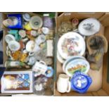 A mixed collection of items to include pottery , orinamnts, plates etc (2 Trays)