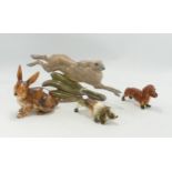 A group of Pottery animals to include dogs & rabbit & hare(4)