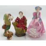 Royal Doulton Lady Figure Top O The Hill (Pink Colour) together with Reg Johnson Figure The Pied Boy