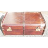 Brass Studded Wooden Travel Trunk