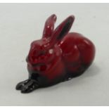 Royal Doulton Flambe Seated Hare, signed Noke, length 11cm