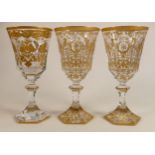 De Lamerie Fine crystal heavily gilded Glass Goblets, specially made high end quality item, height