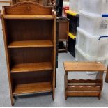 Oak Bookcase & similar magazine table(2)