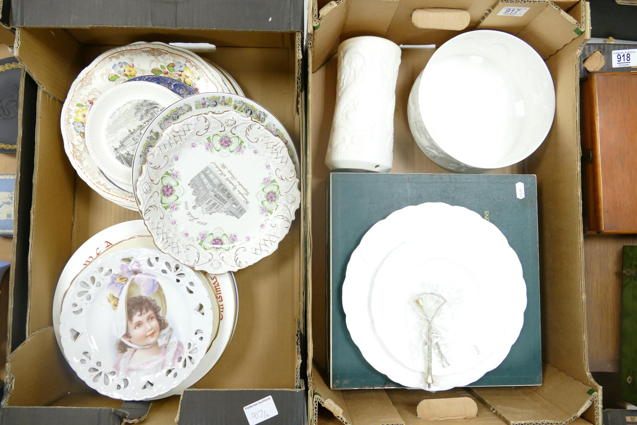 A collection of 19th Century & later plates with decorative & local themes together with boxed