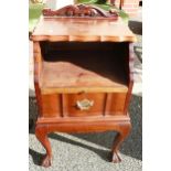 South African Hard Wood Carved Bedside Cabinet on ball & Claw Feet, with glass topped drawer