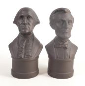 Two Wedgwood black basalt busts of American Presidents George Washington and Abraham Lincoln