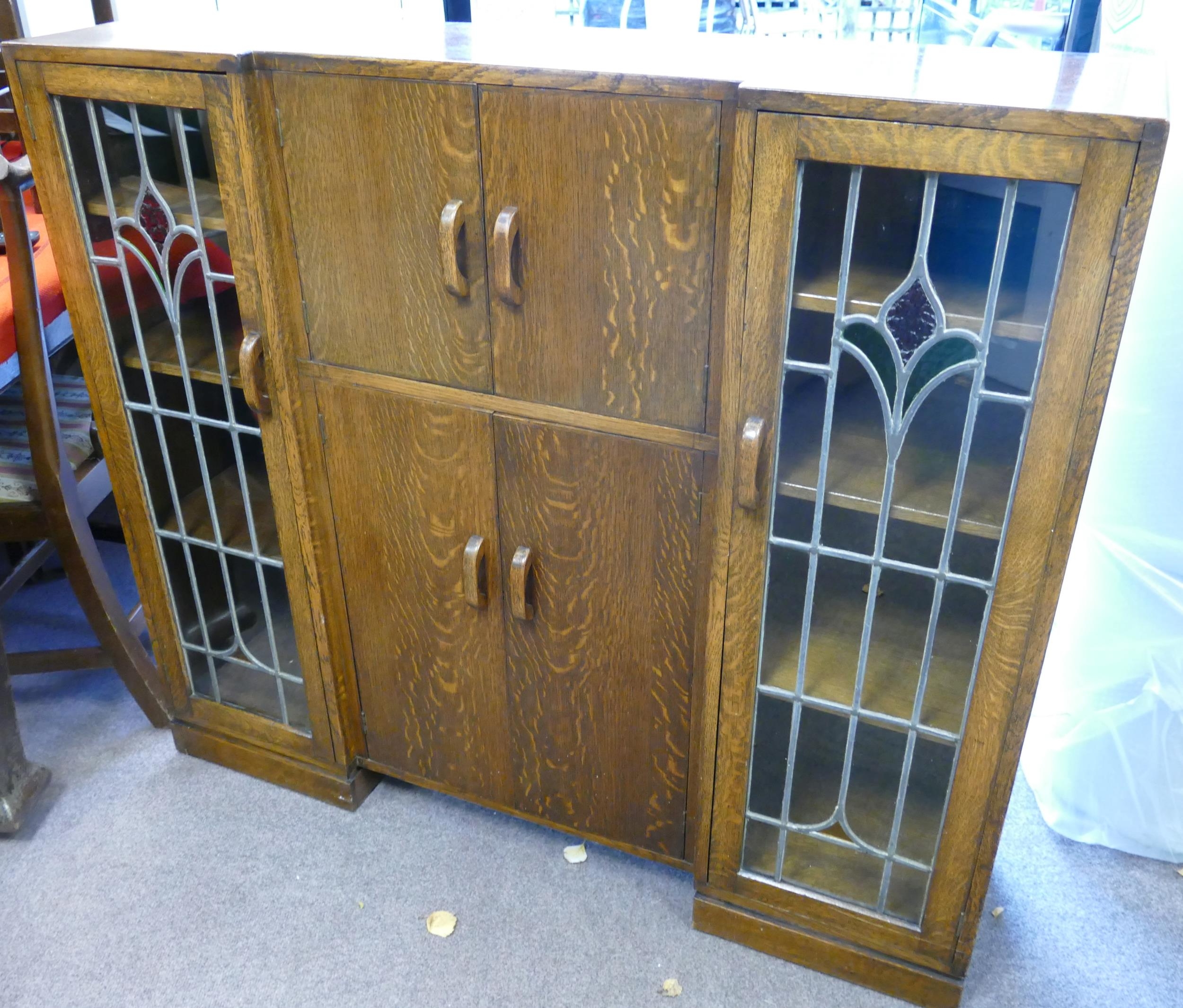 1950's Glazed Oak Display Cabinet