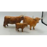 Beswick Highland Cow 1740 Darker Cow 1740 & Calf 1827d(3)