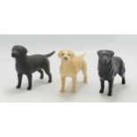 Beswick Black Retriever 1855 & Labrador 1956 in gloss golden brown & matt black(3)