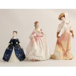 Royal Doulton Lady Figures Tender Moment Hn3303, Debbie Hn2385 & The Open Road Hn4161(3)